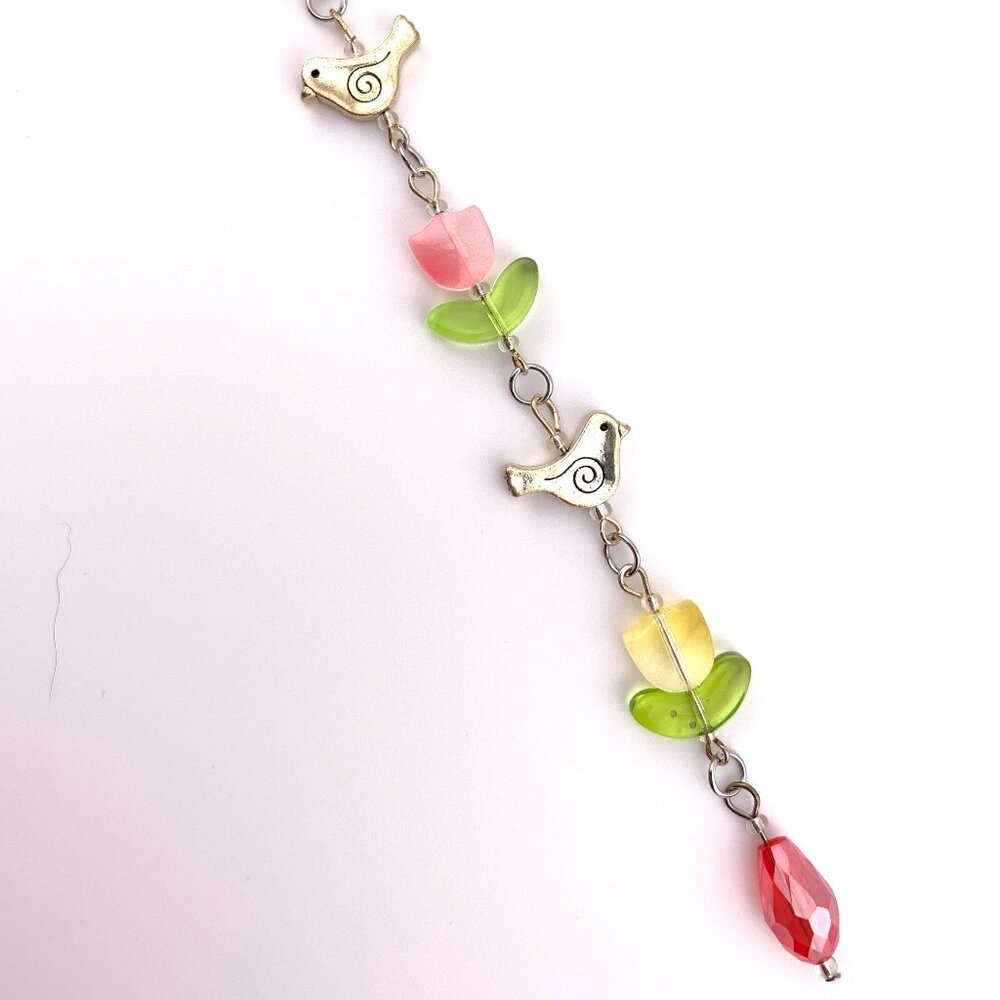 Birds Tulips Happy Spring Theme Colorful Handmade Car Charm Suncatcher CC125